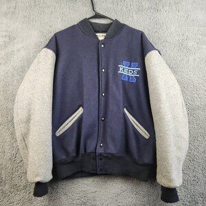 Vintage Bomber Varsity Jacket Men's Large Two Toned Wool 90's Quilted Gorpcore